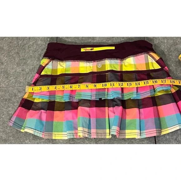LULULEMON Pace Setter Skirt sea check plaid plum pink size 6 - Picture 9 of 12